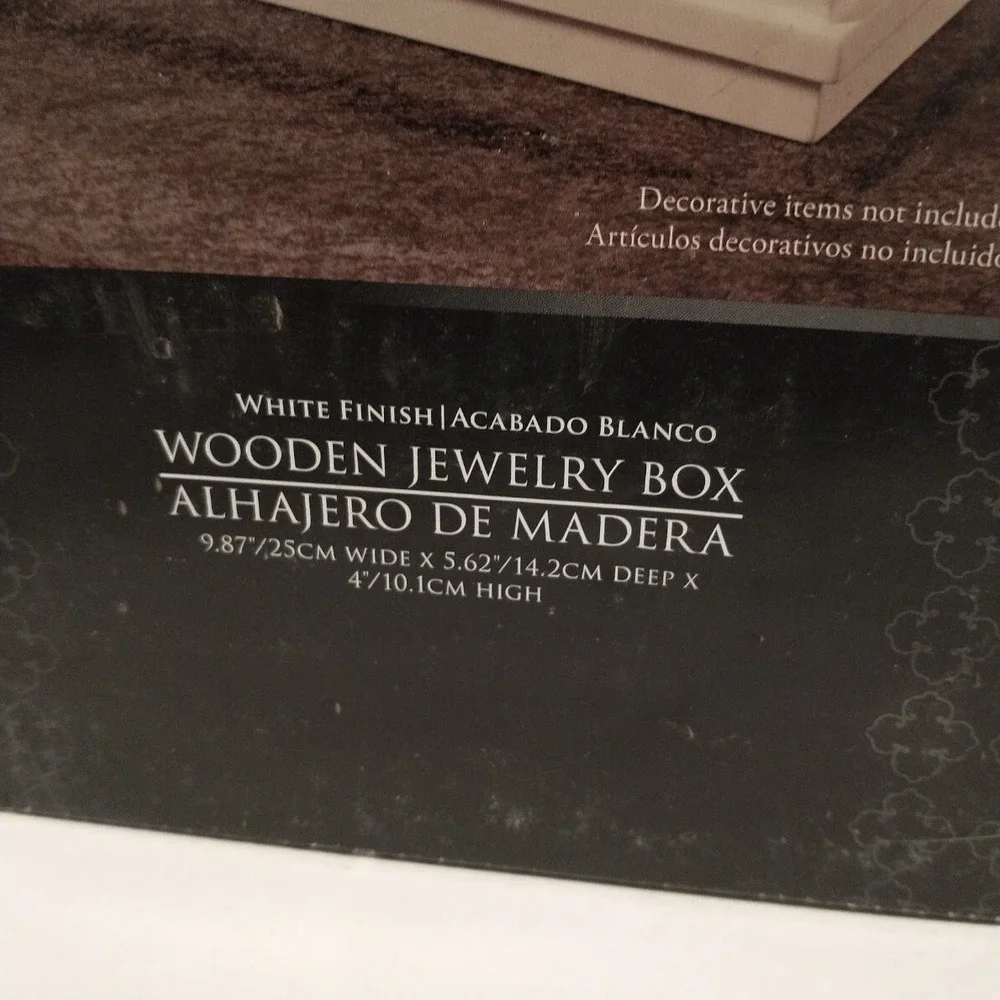 Always & Forever White Wooden Jewelry Box Photo Frame Lid LOVE HOPE Matte Finish